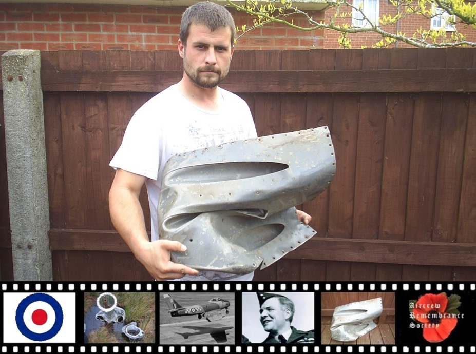 3 Our webmaster Alex King with port   side Sabre gun ports, retained in The Aircrew Remembrance Society   Collection.