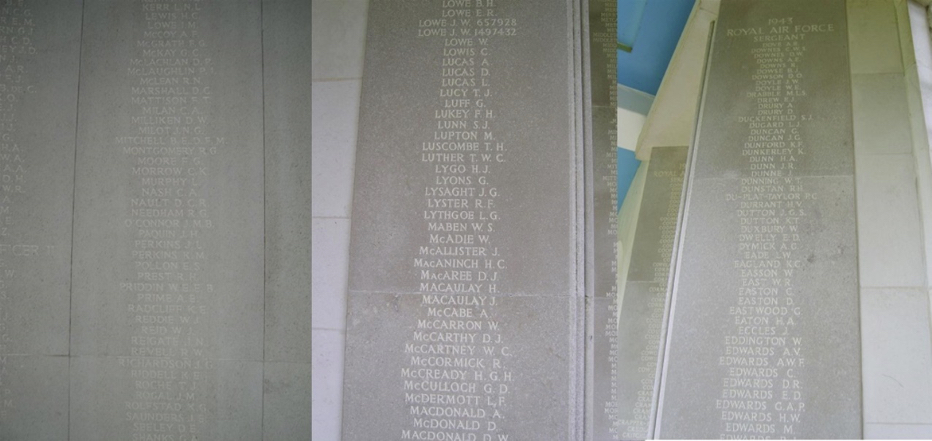 9 Thomas Joseph Roche Panel 180,   William Snowball Maben Panel 157, Joseph William Doyle and  David William   Downes Panel 148.